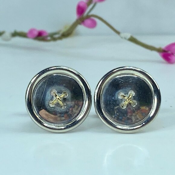 Vintage Tiffany & Co. Cufflinks Gold K18YG x Sterling Silver Button motif SS119 - Picture 2 of 7